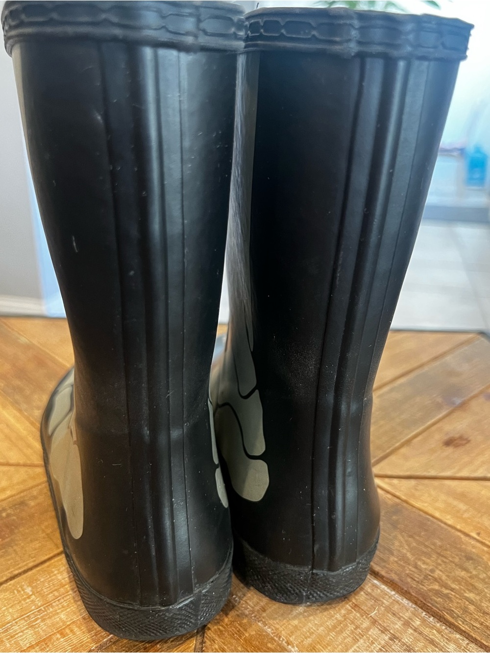 Hunter Kids Black Silver Skeleton Rain Boots Halloween Size 3 - Picture 10 of 16
